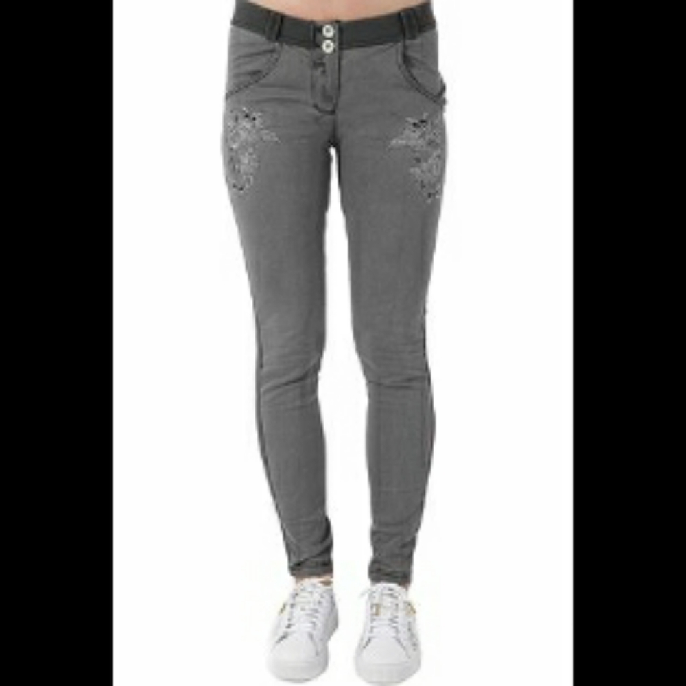 Freddy Wr Up grey denim floral embroidered